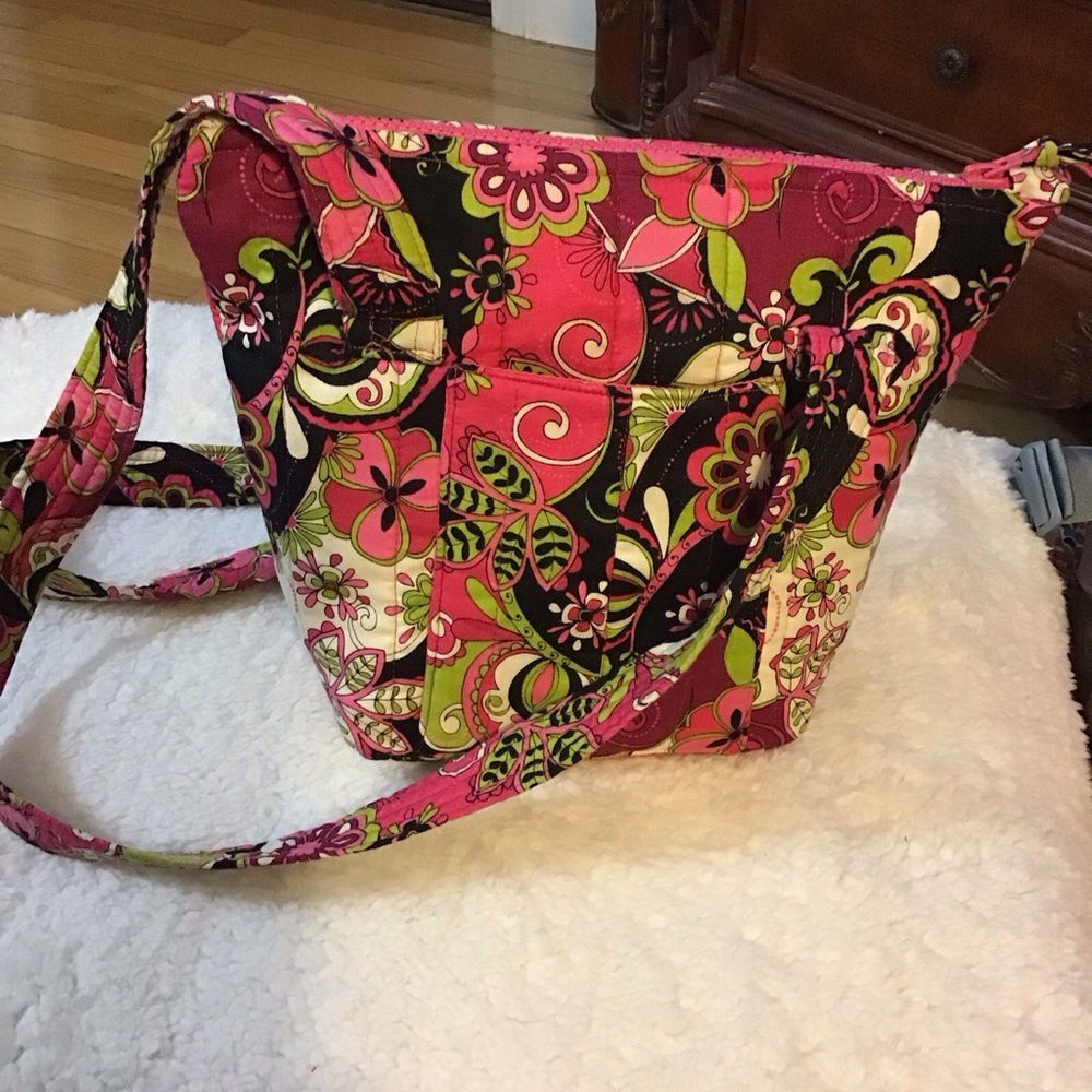 Floral Garden Flowers Tote Bag Handbag Purse  Totally Toteable  Pocketbook EUC